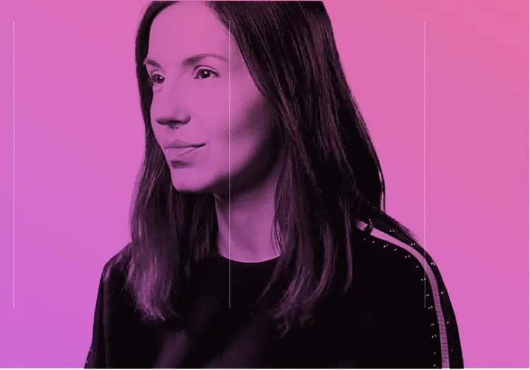 Woman with pink lighting