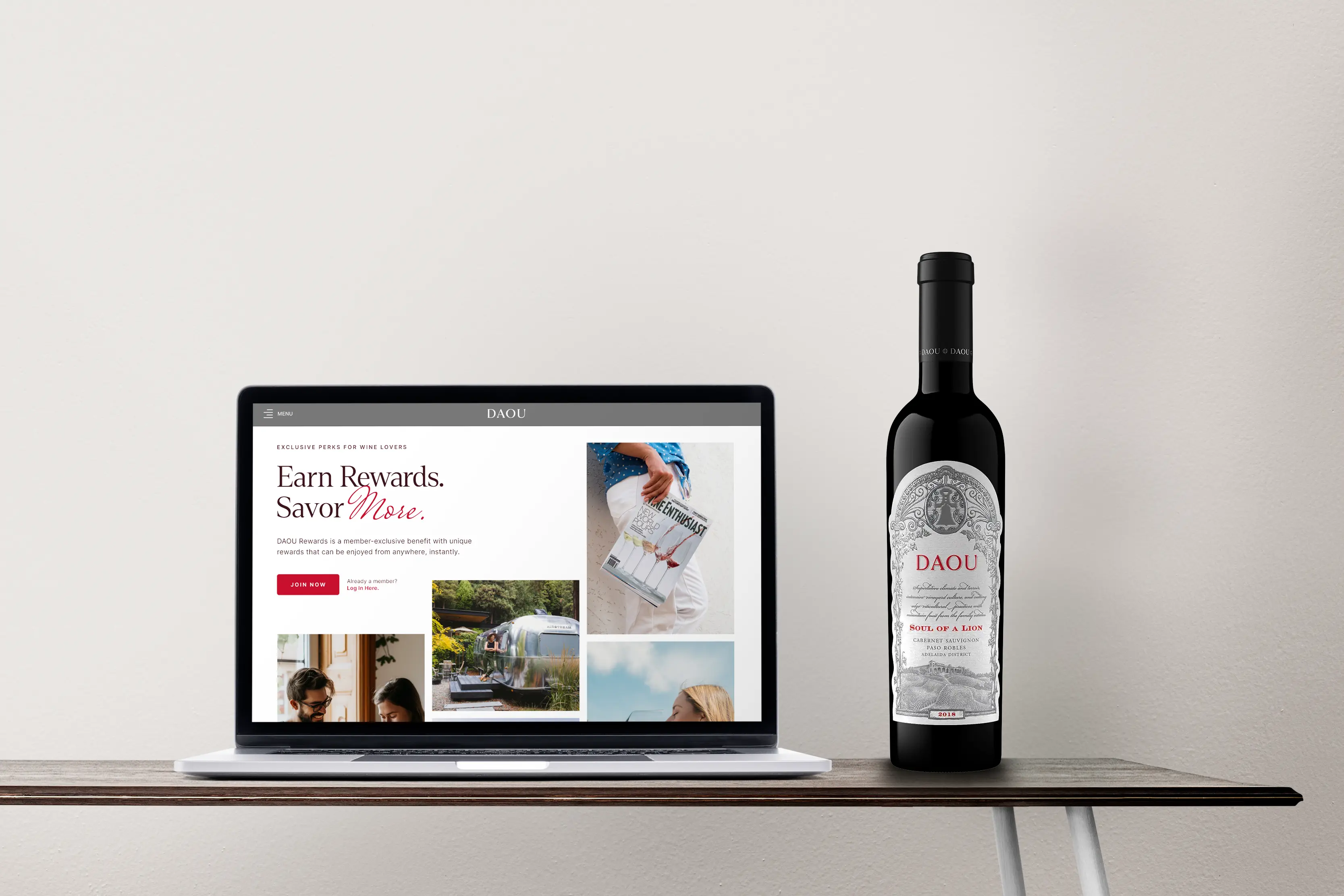 Wine website on laptop